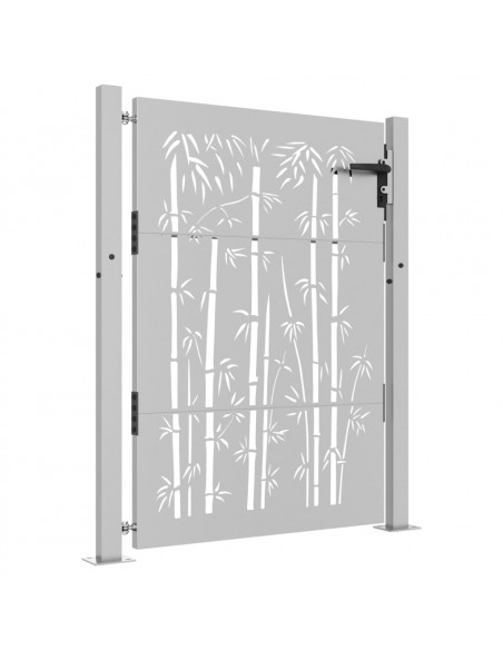 Cancello da Giardino 105x155 cm in Acciaio Corten Design Bambù