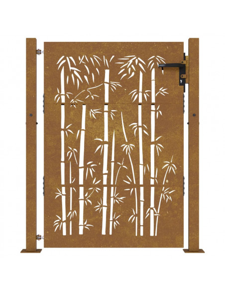 Cancello da Giardino 105x155 cm in Acciaio Corten Design Bambù