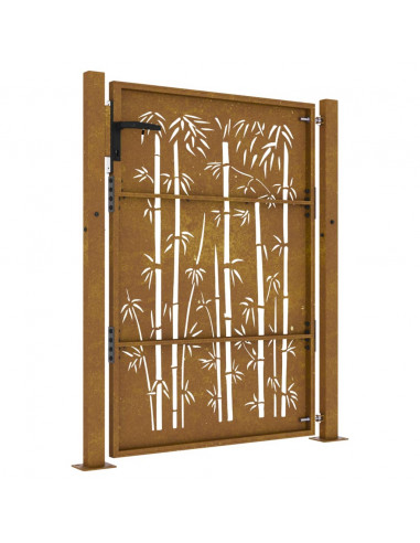 Cancello da Giardino 105x155 cm in Acciaio Corten Design Bambù