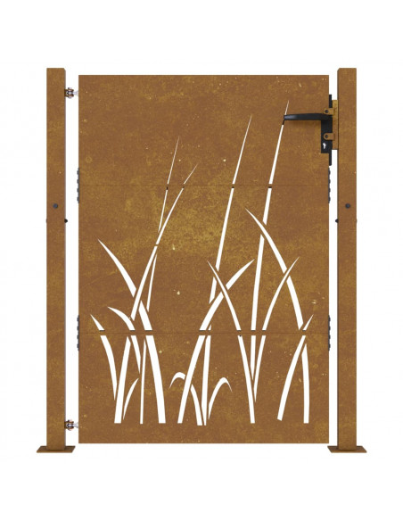 Cancello da giardino 100x150 cm in acciaio Corten con design erba