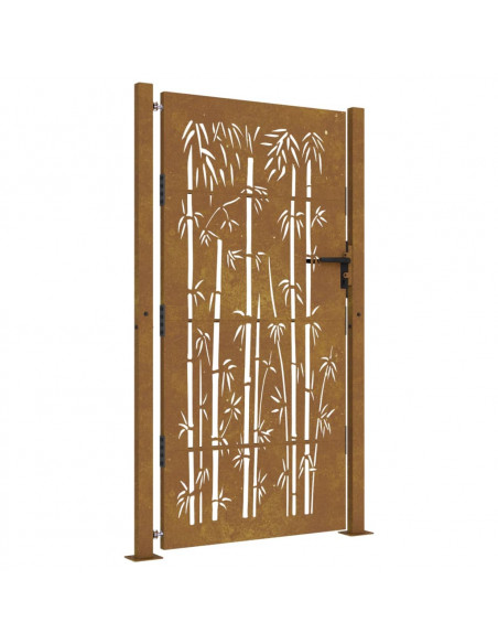 Cancello da Giardino 105x180 cm in Acciaio Corten Design Bambù