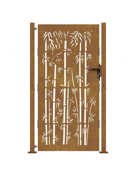 Cancello da Giardino 105x180 cm in Acciaio Corten Design Bambù