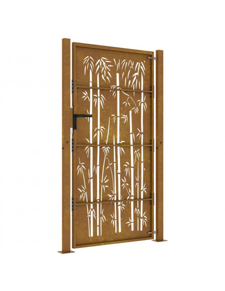 Cancello da Giardino 105x180 cm in Acciaio Corten Design Bambù