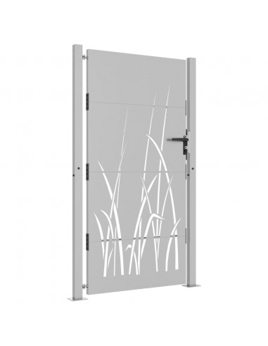 Cancello da giardino 100x175 cm in acciaio Corten con design erba