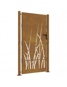 Cancello da giardino 100x200 cm in acciaio Corten con design erba 2
