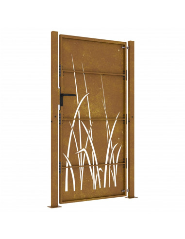 Cancello da giardino 100x200 cm in acciaio Corten con design erba