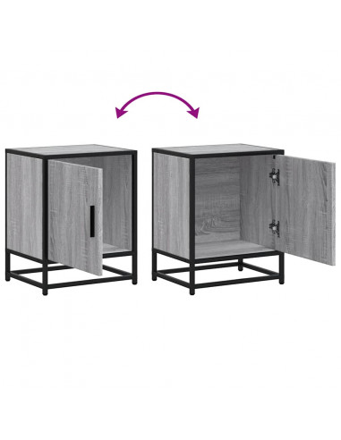 Comodini 2pz Grigio Sonoma 40x31x50cm Legno Multistrato Metallo