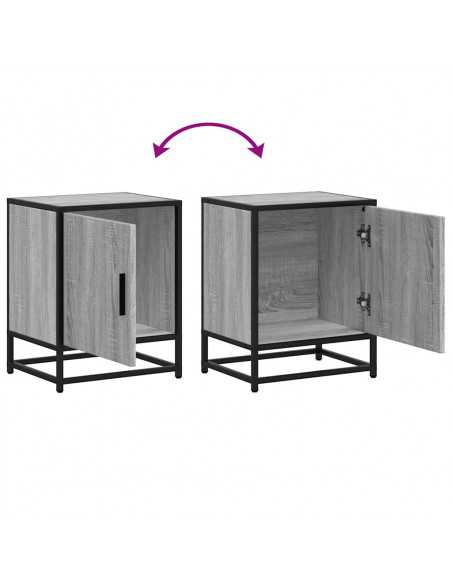 Comodini 2pz Grigio Sonoma 40x31x50cm Legno Multistrato Metallo