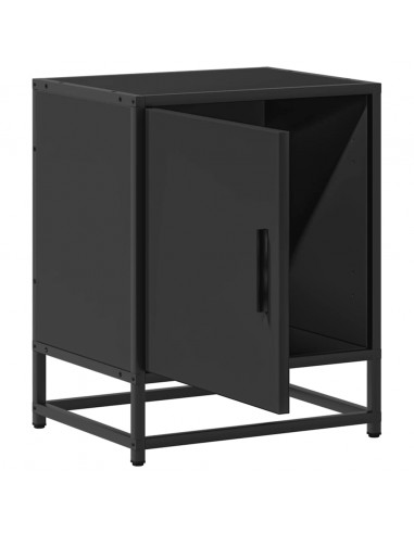 Comodini 2pz Neri 40x31x50 cm Legno Multistrato Metallo