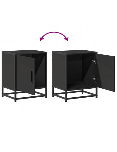 Comodini 2pz Neri 40x31x50 cm Legno Multistrato Metallo
