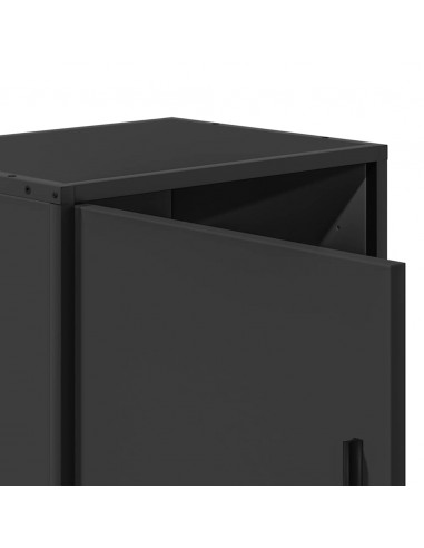 Comodini 2pz Neri 40x31x50 cm Legno Multistrato Metallo