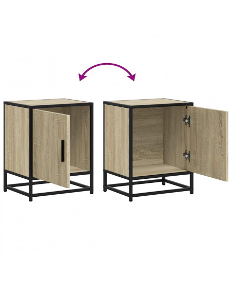 Comodini 2pz Rovere Sonoma 40x31x50cm Legno Multistrato Metallo
