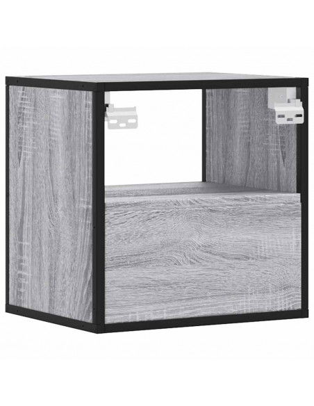 Comodini a Muro 2 pz Grigio Sonoma 40x31x39,5 cm