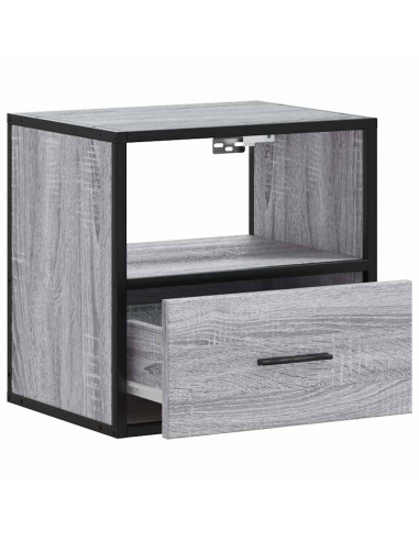 Comodini a Muro 2 pz Grigio Sonoma 40x31x39,5 cm