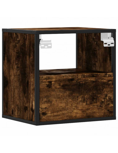 Comodini a Muro 2 pz Rovere Fumo 40x31x39,5 cm