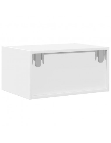 Comodini a Parete con Luci LED 2 pz Bianchi