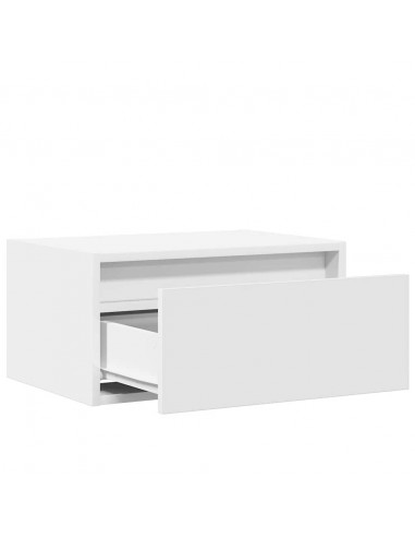 Comodini a Parete con Luci LED 2 pz Bianchi