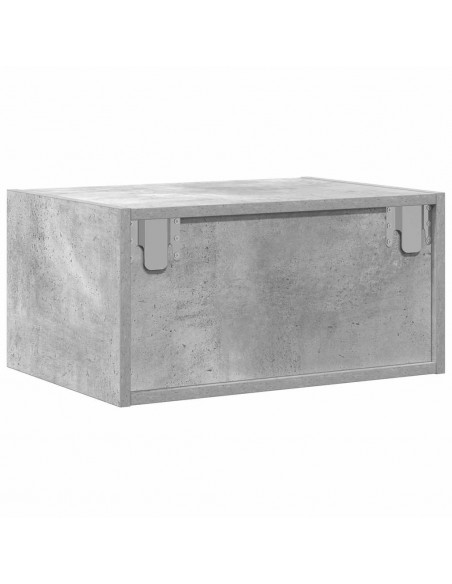 Comodini a Parete con Luci LED 2 pz Grigio Cemento