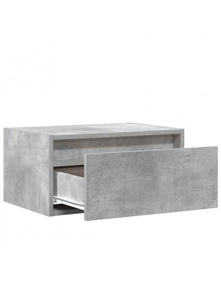 Comodini a Parete con Luci LED 2 pz Grigio Cemento