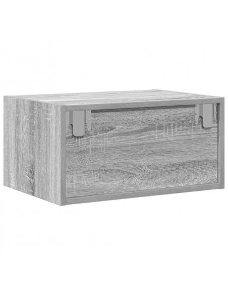 Comodini a Parete con luci LED 2 pz Grigio Sonoma