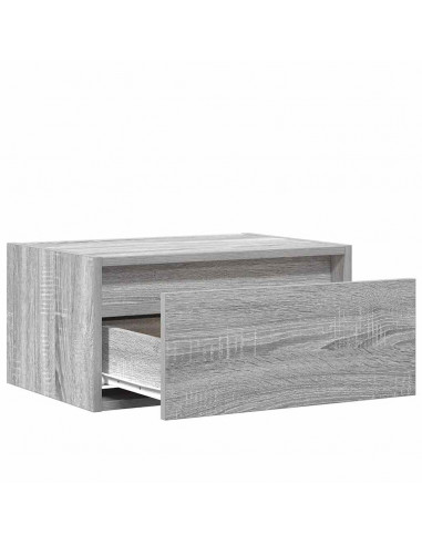 Comodini a Parete con luci LED 2 pz Grigio Sonoma