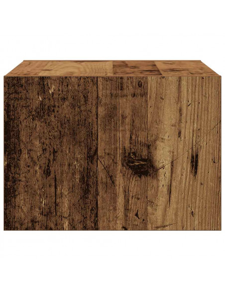 Comodini a Parete con Luci LED 2 pz Legno Antico