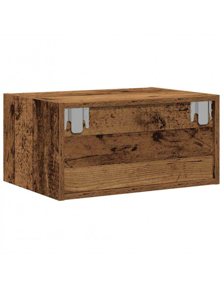 Comodini a Parete con Luci LED 2 pz Legno Antico