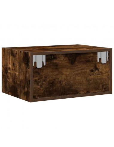 Comodini a Parete con luci LED 2 pz Rovere Fumo