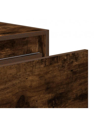 Comodini a Parete con luci LED 2 pz Rovere Fumo