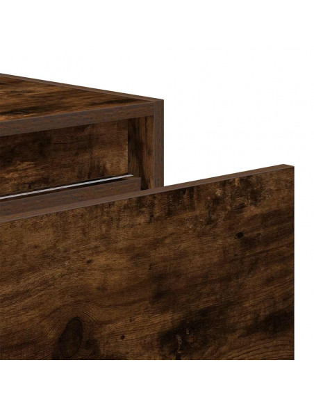 Comodini a Parete con luci LED 2 pz Rovere Fumo