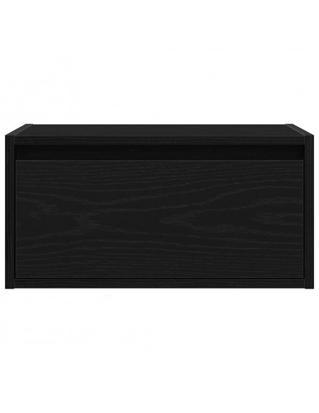 Comodini a Parete con Luci LED 2 pz Rovere Neri