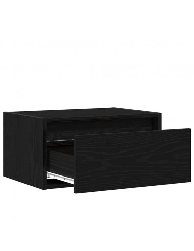 Comodini a Parete con Luci LED 2 pz Rovere Neri