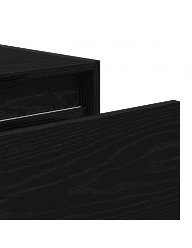 Comodini a Parete con Luci LED 2 pz Rovere Neri