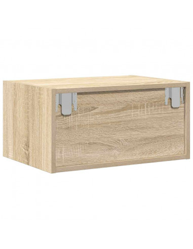 Comodini a Parete con luci LED 2 pz Rovere Sonoma