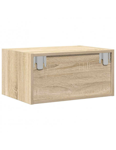 Comodini a Parete con luci LED 2 pz Rovere Sonoma