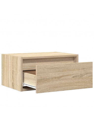 Comodini a Parete con luci LED 2 pz Rovere Sonoma