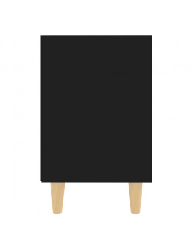 Comodini con Gambe in Legno Massello 2pz Neri 40x30x50 cm