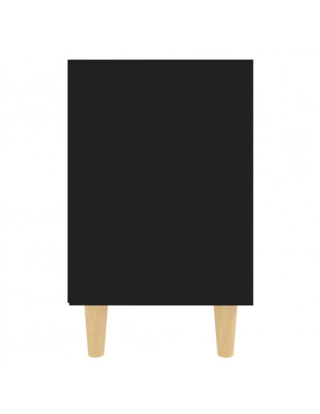 Comodini con Gambe in Legno Massello 2pz Neri 40x30x50 cm