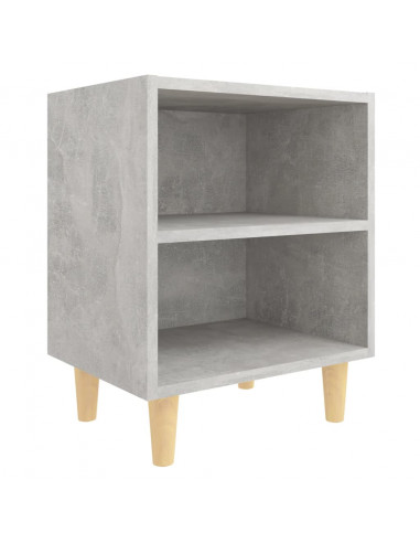 Comodini Gambe in Legno Massello 2pz Grigio Cemento 40x30x50 cm