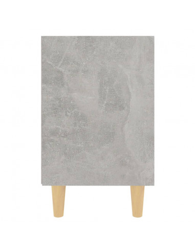 Comodini Gambe in Legno Massello 2pz Grigio Cemento 40x30x50 cm