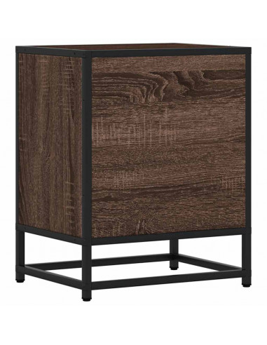 Comodini Rovere Marrone 2 pz Legno Multistrato e Metallo