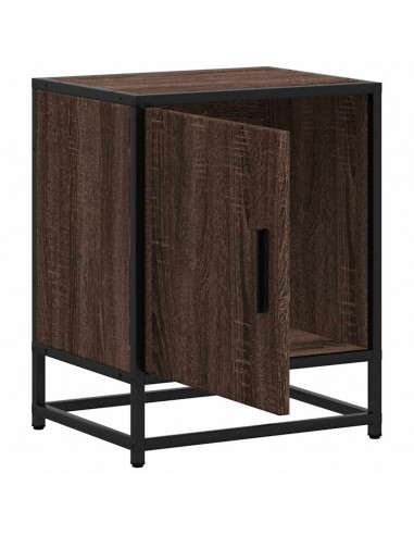 Comodini Rovere Marrone 2 pz Legno Multistrato e Metallo