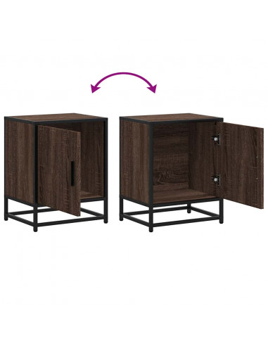 Comodini Rovere Marrone 2 pz Legno Multistrato e Metallo