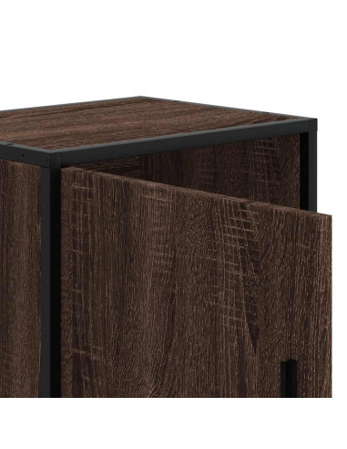Comodini Rovere Marrone 2 pz Legno Multistrato e Metallo