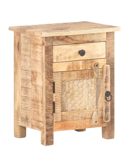 Comodino 40x30x50 cm in Legno Massello di Mango Grezzo