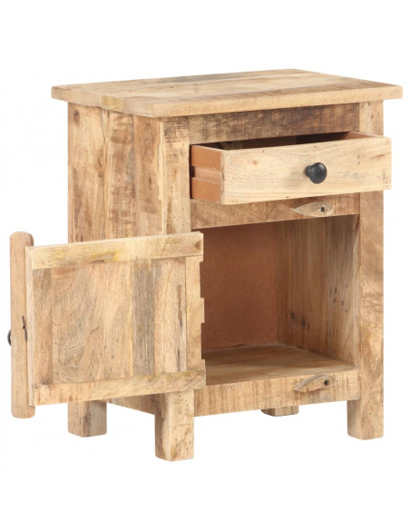 Comodino 40x30x50 cm in Legno Massello di Mango Grezzo