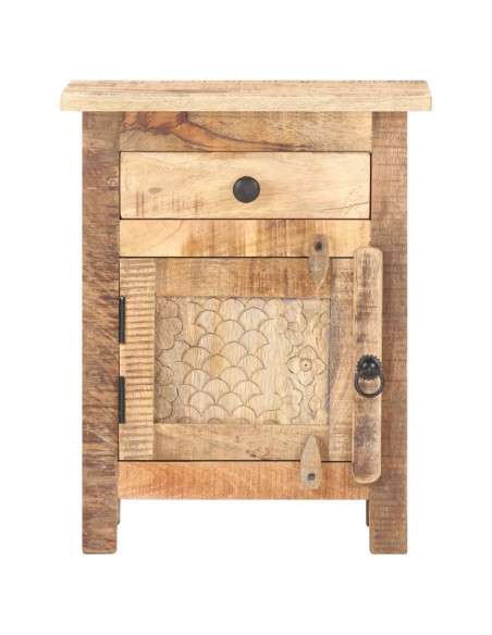 Comodino 40x30x50 cm in Legno Massello di Mango Grezzo