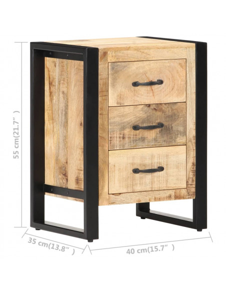 Comodino 40x35x55 cm in Legno Massello di Mango