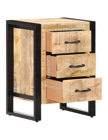 Comodino 40x35x55 cm in Legno Massello di Mango