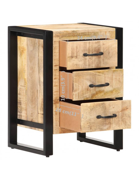 Comodino 40x35x55 cm in Legno Massello di Mango